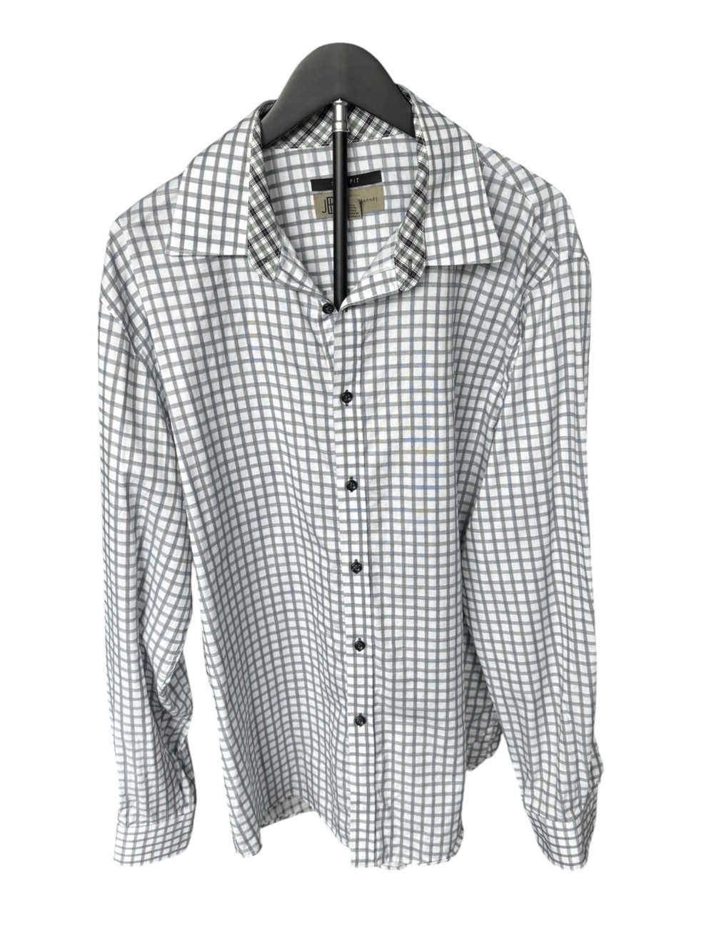 Jhane Barnes Slim Fit Windowpane Check Button Down Shirt XL Quiet Luxury Y34